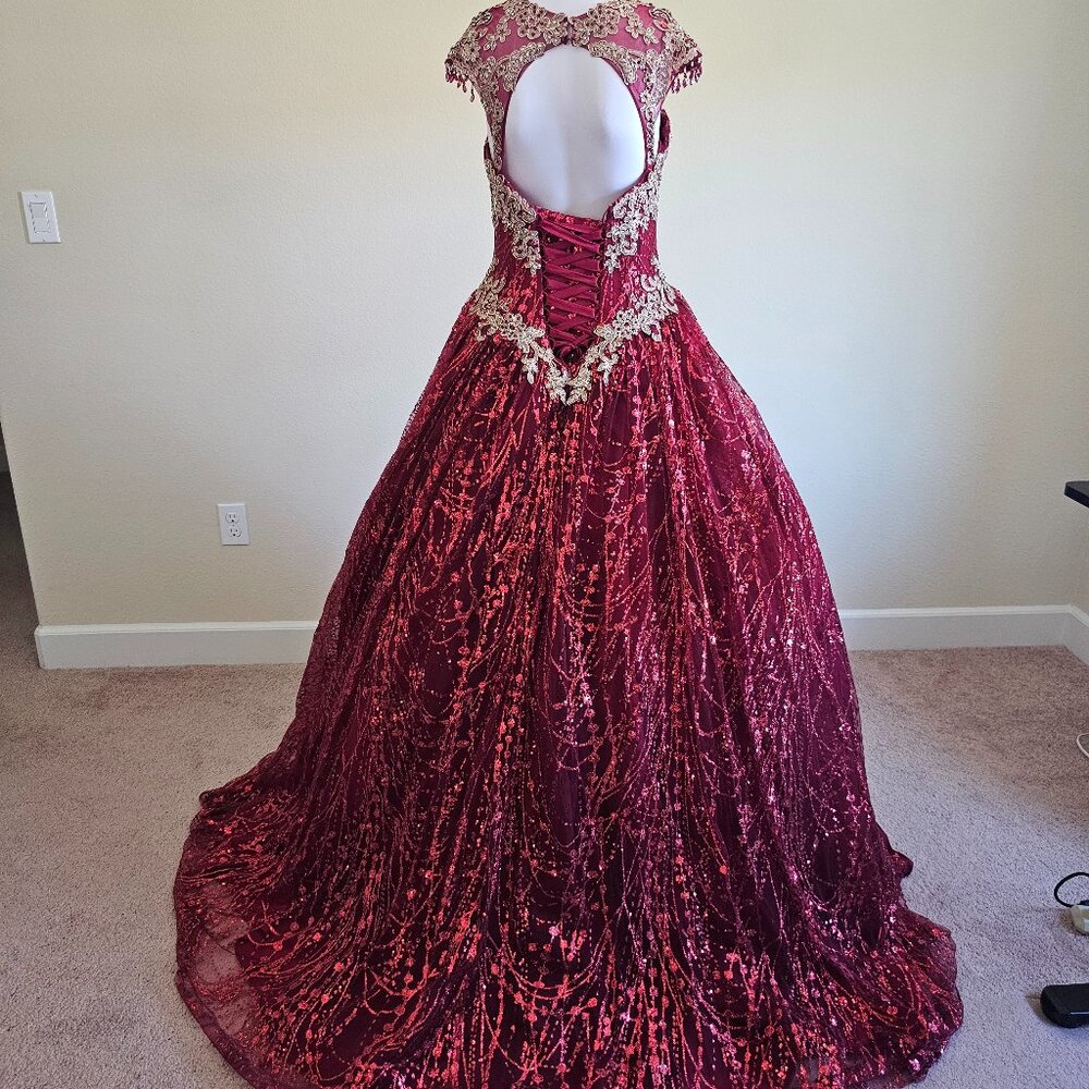 DREAM QUEEN USA Beautiful Red Voluminous Sequin Dress - Picture 7 of 13